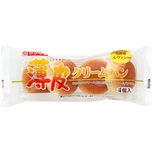 ヤマザキ薄皮クリームパン 4個入