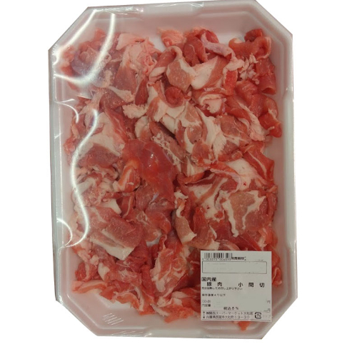 国内産　豚肉　小間切　 ６００ｇ　1パック １００ｇ当り１１９円【本体】