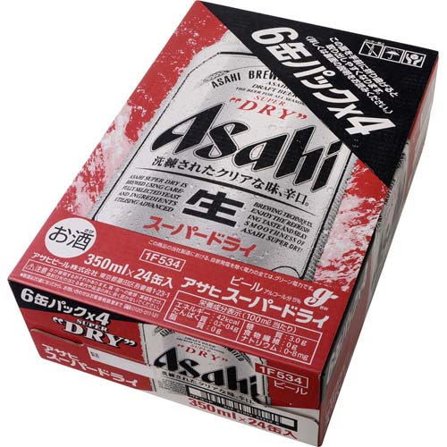 アサヒ　スーパードライ　ケース 350ml&times;24缶(在庫状況により6缶ﾊﾟｯｸ･単缶でのお届け)