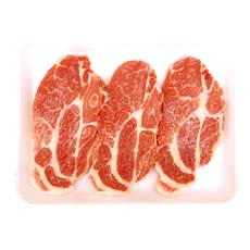 伊佐焼酎粕豚 鹿児島産　豚肉・肩ロース　ステーキ・トンカツ用（３枚入）２７０ｇ １００ｇ当り２３９円【本体】